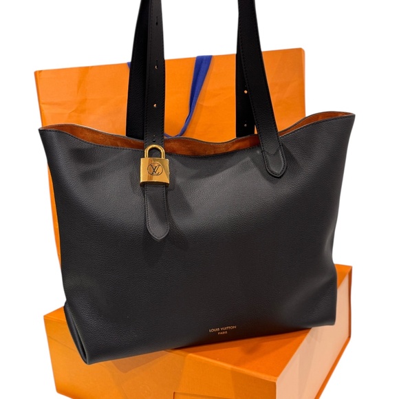 Louis Vuitton Low Key Cabas MM Tote – Black Calfskin w Gold Padlock & Monogram - Picture 1 of 12